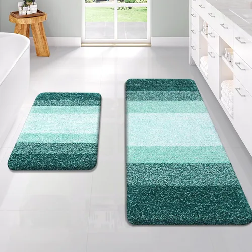 Vista 65 de OLANLY - Juego de tapetes para baño de 2 piezas, de microfibra, suaves y absorbentes, antideslizantes, lavables a máquina y para secadora, felpudos