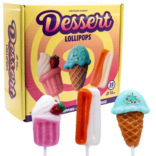 Vista 3 de Paletas de postre de caramelo de 24 unidades, batido, helado y paleta, crema de fresa, crema de naranja y lechones de crema de arándanos