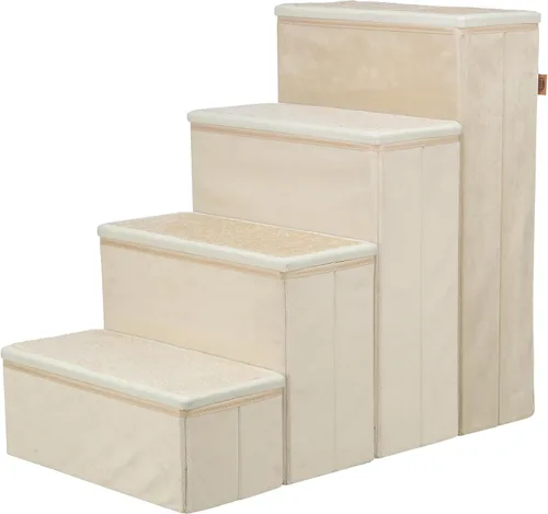 Vista 7 de Trixie Escaleras plegables de terciopelo de 3 escalones para mascotas con almacenamiento, plegable, compartimentos de almacenamiento para juguetes