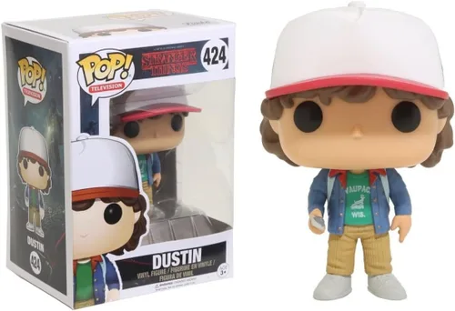 Vista 2 de POP [Stranger Things] - Figura de vinilo Dustin con brújula Funko Pop! (paquete con funda protectora compatible con Pop Box), multicolor, 3.75