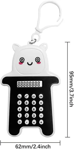 Vista 3 de Paquete de 6 mini calculadoras digitales con llavero bonito, pantalla LCD de 8 dígitos, diseño de dibujos animados, portátil para la escuela