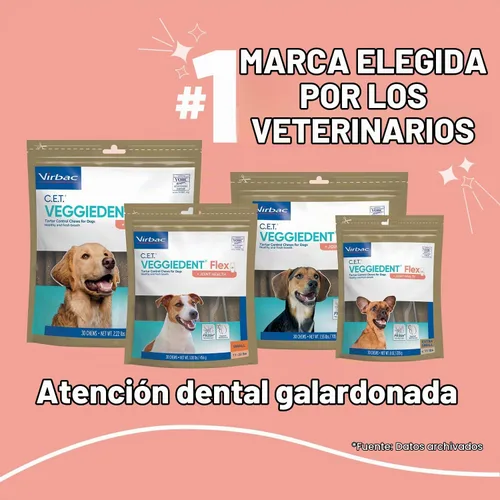 Vista 3 de C.E.T. Veggiedent Fr3sh & Flex Placa y control de sarro masticable para perros, XS