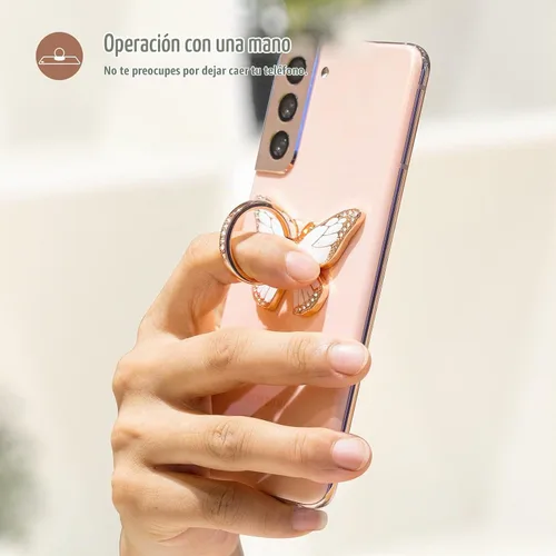 Vista 2 de Doflyesky Soporte de anillo de mariposa para teléfono celular, rotación de 360 grados, soporte de agarre de anillo de teléfono, soporte de dedo