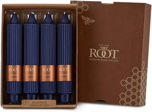 Vista 11 de Root Candles Juego de velas sin perfume de mezcla de cera de abeja de alta calidad, 5 pulgadas, azul Williamsburg, 8 unidades Williamsburg Azul