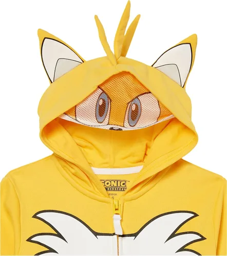 Vista 3 de Sega Sonic The Hedgehog Tails Costume Zip Up Fleece Hoodie-Boys 4-20