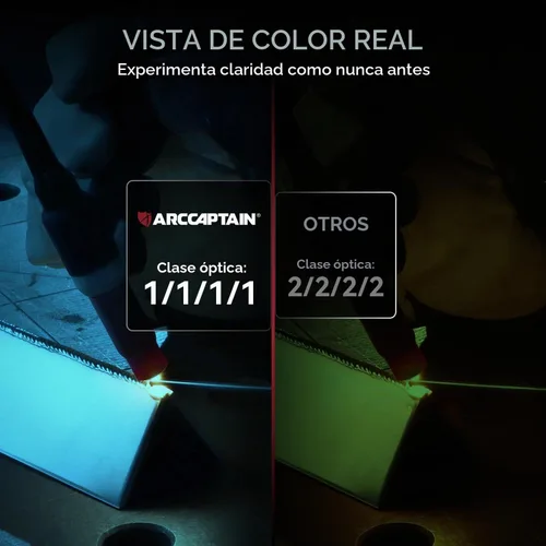 Vista 4 de ARCCAPTAIN - Casco de soldadura de oscurecimiento automático, capucha de soldadura de color real 1/1/1/1, sensor de arco 4, tiempo de respuesta