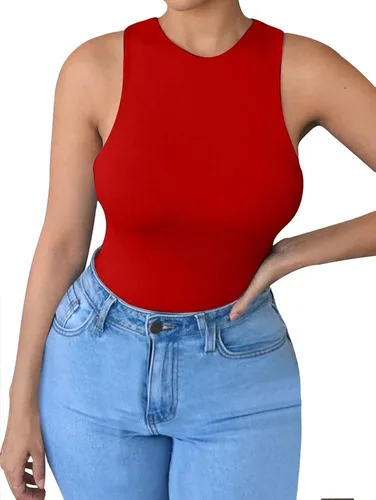 Vista 4 de LCNBA - Body sexy de cuello alto sin mangas para mujer