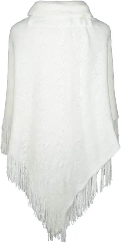 Vista 5 de Poncho suelto para mujer con elegante botón de trompeta, abrigo sin botones