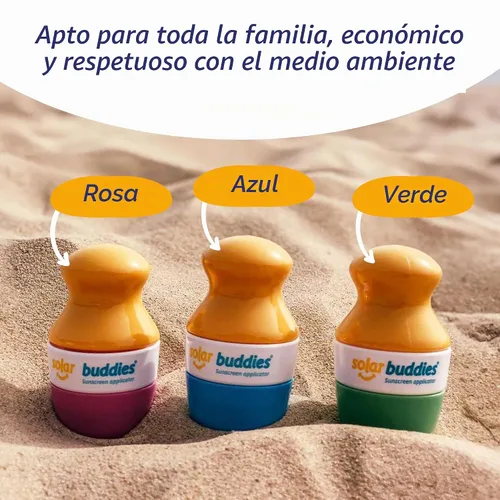 Vista 6 de Solar Buddies Aplicador de Protector Solar – Single Nude – Aplicador Recargable en Rollo con Esponja para Protector Solar, Crema Solar y Loción