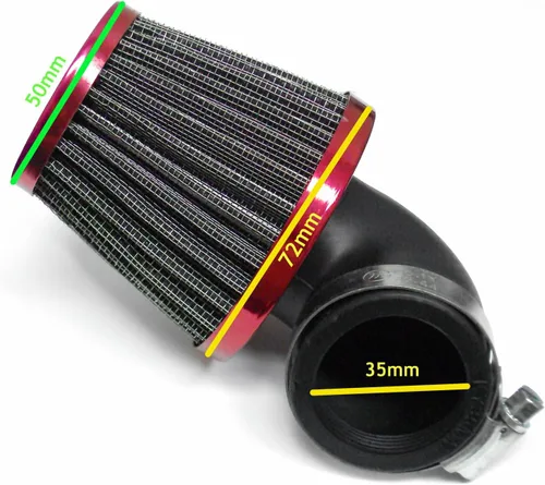 Vista 2 de MYK - Filtro de aire de 1.378 in de 50 cc, 2 tiempos, 90 grados en ángulo para scooter, motocicleta, ATV, bicicleta de bolsillo (gris)