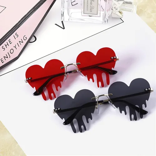 Vista 7 de Gafas de sol con forma de corazón, gafas de sol con forma de corazón, gafas de sol de goteo para mujeres y hombres