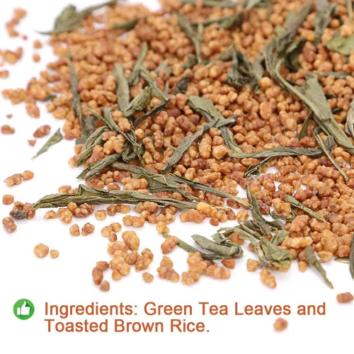 Vista 7 de Plant Gift Genmaicha - Té verde Genmai-cha con arroz tostado, Genmaicha - Té japonés de hojas sueltas - Té verde Gen Mai Cha, nivel de cafeína bajo