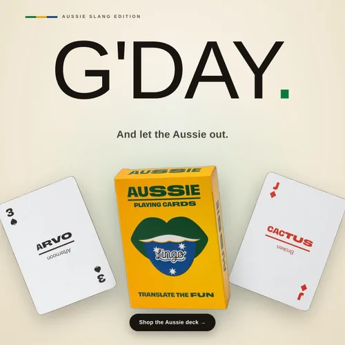 Vista 8 de Lingo Juego de cartas australianas 52 expresiones y frases australianas divertidas Divertido juego de cartas regalo para expatriados