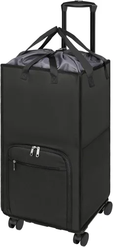 Vista 8 de Bukere Cesta de lavandería grande con ruedas, 4 ruedas y 2 asas, bolsa de lavandería con ruedas plegable independiente para ropa, apartamento Azul