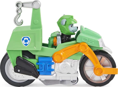 Vista 3 de PAW Patrol Moto Pups Rocky's Deluxe - Vehículo de motocicleta con función de ruedas y figura multicolor, XL