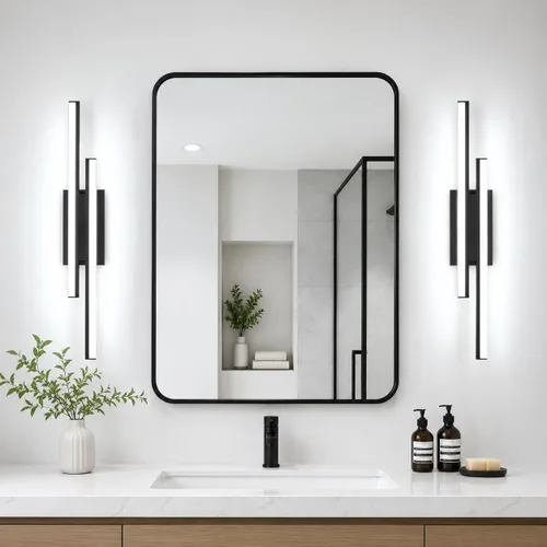 Vista 12 de Barra de luz LED para tocador de baño de 18 pulgadas, accesorio de iluminación sobre espejo de 18 W, 5000 K, barra de luz negra para tocador