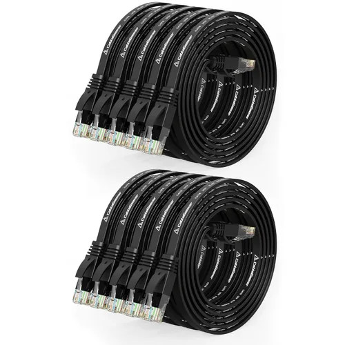 Vista 16 de Cable Ethernet Cat 6 de 1 pie (paquete de 10) (a un precio Cat5e pero mayor ancho de banda) Cables de red planos de Internet - Cable de conexión