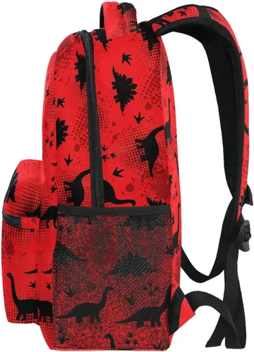 Vista 5 de Mochilas para niños y estudiantes, Dinosaurios rojos, Computadora portátil
