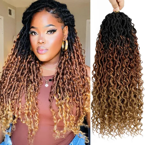 Vista 37 de 8 pulgadas Goddess Faux Locs pelo de ganchillo para mujer negro 7 paquetes de rastas estilo bohemio río para mujeres niños cabello pre rizado