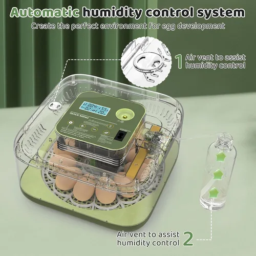 Vista 6 de Incubadoras para incubar huevos Incubadora automática de huevos con control de temperatura y pantalla de humedad, capacidad de 12 huevos para pollo