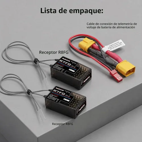 Vista 9 de Radiolink R7FG - Receptor de giroscopio de 7 canales, 2.4 GHz, telemetría integrada, control de largo alcance para RC coche, barco, transmisor