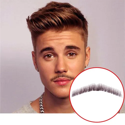 Vista 3 de Un par de barbas falsas para hombre, 100% cabello humano atado a mano (# negro marrón)