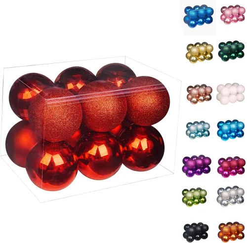 Vista 62 de Emopeak - Juego de 24 esferas navideñas, ornamentos irrompibles, 4 estilos, decoración colgante para árbol de Navidad, boda o fiesta
