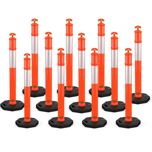 Vista 19 de BATTIFE Poste delineador de 45 pulgadas con base, conos de delineador de tráfico naranja con collar reflectante para práctica de conducción