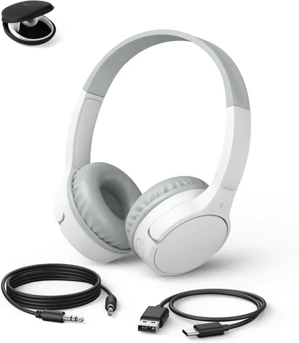 Vista 20 de Belkin SoundForm Mini - Auriculares inalámbricos Bluetooth para niños, batería de 30 horas, límite de volumen seguro de 85 dB, micrófono integrado