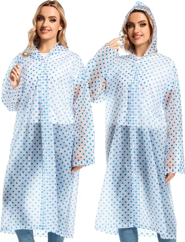 Vista 142 de 2 abrigos de lluvia de Borogo para adultos, chaquetas de lluvia reutilizables para hombres y mujeres