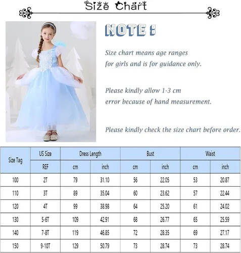 Vista 6 de Kidswant Toddler Baby Girls Luxury Princess Party Halloween Cosplay Costume Dress Up with Accessorries