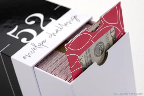 Vista 4 de 52 sobres $1,378 Kit de desafío de ahorro de dinero 56 sobres de relleno de efectivo de tarjetas premium con ventanas de plástico transparente, $