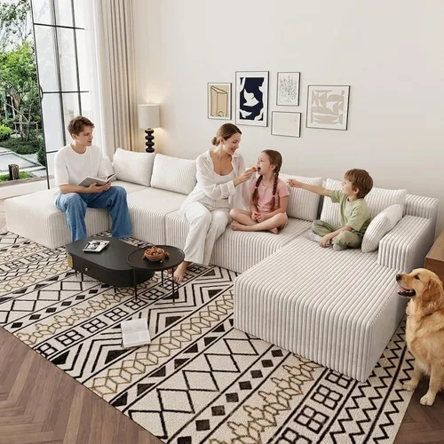 Vista 62 de Lakifun Sofá en Forma de L de 107" con Otomana, Seccional Modular Moderno Sofá Cómodo en Forma de U Nube, Asiento Profundo, Chaise Longue Cama
