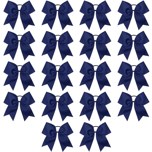 Vista 16 de 18 PCS 8" Large American Flag Cheer Hair Bows Ponytail Holder Elastic Band Handmade for Cheerleaders Teen Girls College Sports