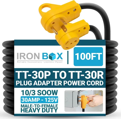 Vista 32 de IronBox Electric TT-30P a TT-30R - Adaptador y extensión - 30A, 125V, 10/3 SOOW - Cable adaptador de conector de enchufe resistente, cable