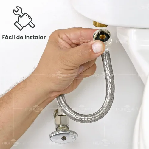 Vista 5 de HIGHCRAFT Línea de suministro de agua de inodoro flexible de 12 pulgadas, conector de manguera de inodoro de acero inoxidable trenzado, compresión