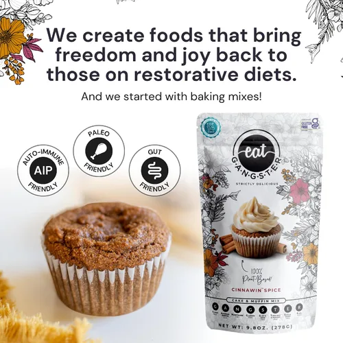 Vista 4 de eat G.A.N.G.S.T.E.R. Mezcla para pastel y muffins de canela Cinnawin, mezcla para hornear apta para alergias, sin granos, sin lácteos, sin frutos