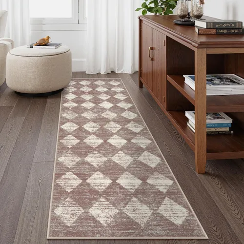 Vista 51 de Lahome - Tapete con diseño de entramado marroquí, a cuadros, pequeño, suave y antideslizante, moderno, resistente a las manchas, para puerta Negro