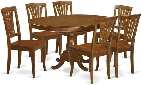 Vista 12 de East West Furniture POAV5-SBR-C - Juego de comedor de 5 piezas para 4 personas, incluye una mesa de comedor ovalada con hojas de mariposa y 4 sillas