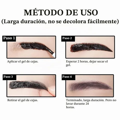 Vista 6 de 2 piezas de gel de cejas tipo tatuaje, tinte elegante natural, gel de cejas de larga duración, impermeable, tatuaje de cejas, tinte de cejas