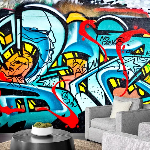 Vista 19 de NWT Calcomanía de pared extraíble/mural de pared estilo de dibujos animados, pintura en aerosol urbana, graffiti y arte callejero, tipografía
