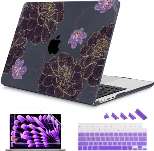 Vista 23 de Mektron Diseñada para MacBook Air 2025/2024/2023 de 15 PULGADAS M4 A3241 /M3 A3114 /M2 A2941, Carcasa de Cubierta Rígida de Plástico Impreso