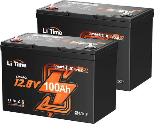 Vista 14 de Litime Batería de litio Xtra-Mini LiFePO4 de 12 V 100 Ah con Bluetooth y BMS de 100 A, mini batería de litio de 12 voltios, máximo 15000 ciclos