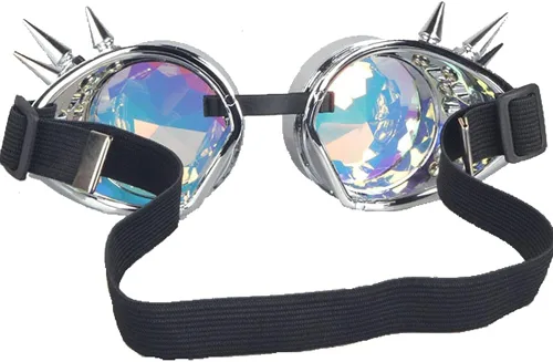 Vista 27 de Gafas caleidoscopio para raves trippy psicodélico steampunk con lentes de cristal de difracción de prisma arcoíris