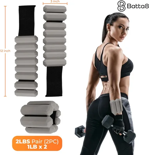 Vista 2 de Brazaletes con peso para ejercicio, pesas de muñeca ajustables