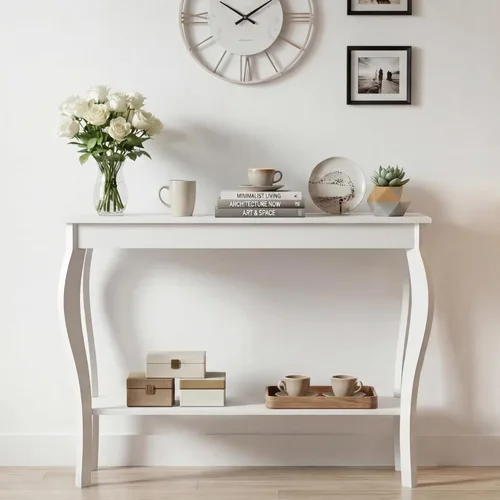 Vista 11 de ChooChoo Mesa consola estrecha, mesa de sofá elegante y decorativa, mesa de entrada, 39.3 pulgadas, color negro