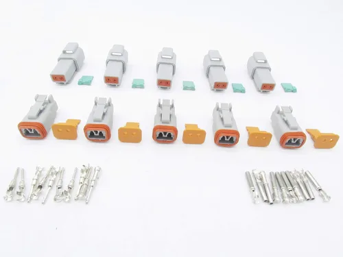 Vista 12 de 5 Sets 2Pin DT Conector kit impermeable sellado enchufe eléctrico carcasa Cable Dt Conector 22-16AWG DT04-2P DT06-2S (negro)