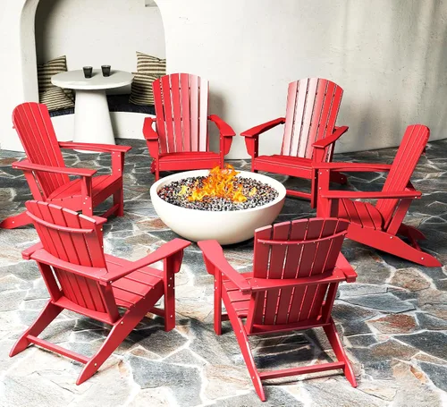 Vista 11 de BRIOPAWS - Set de 2 sillas Adirondack Silla para hoguera Tamaño grande Plástico HDPE Resistente a la intemperie para terraza, piscina al