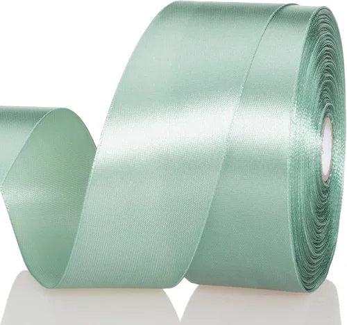 Vista 23 de YASEO - Cinta de satén sólido verde manzana de 1 pulgada para envolver regalos, 50 yardas Soft, Satiny, Colorfast, Polyester Fabric, Ease of Use