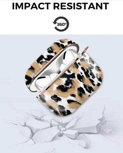 Vista 6 de ZEKICE Compatible con AirPod Pro 2ª/1ª Generación Funda Protectora Resistente a Golpes Carcasa Dura con Llavero de Oro Rosa, Funda para Niñas